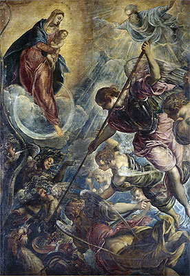 Archangel Michael Fights Satan, c.1590 | Tintoretto | Painting Reproduction