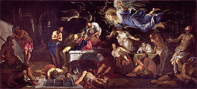 St. Roch Visited by an Angel in Prison, 1567 | Tintoretto | Painting Reproduction
