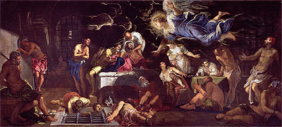 St. Roch Visited by an Angel in Prison | Tintoretto | Painting Reproduction