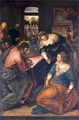 Christ in the House of Mary and Martha, c.1580 | Tintoretto | Gemälde Reproduktion