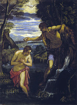 The Baptism of Christ, c.1585 | Tintoretto | Gemälde Reproduktion