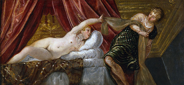 Joseph und die Frau von Potiphar, c.1552/55 | Tintoretto | Gemälde Reproduktion