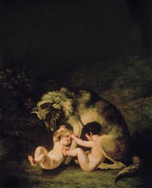 Romulus, Remus and their Nursemaid, c.1805 von Jacques-Laurent Agasse | Gemälde-Reproduktion