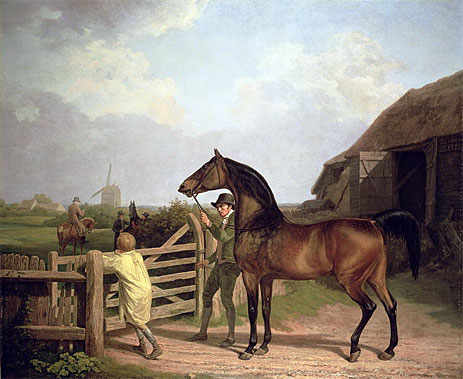 'Bay Ascham', a Stallion Led Through a Gate to a Mare, 1804 | Jacques-Laurent Agasse | Painting Reproduction