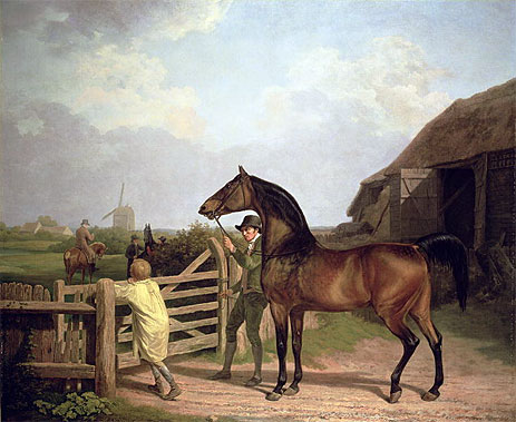 'Bay Ascham', a Stallion Led Through a Gate to a Mare, 1804 by Jacques-Laurent Agasse | Painting Reproduction