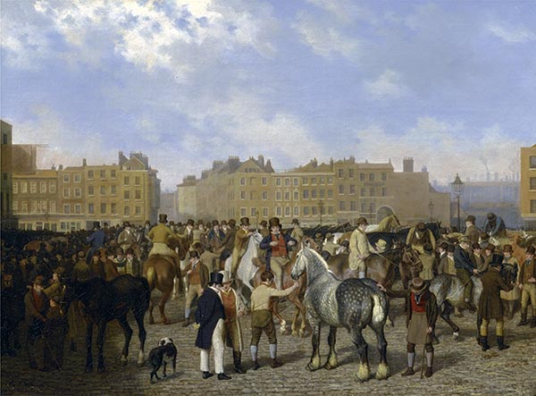 Old Smithfield Market, London, 1824 | Jacques-Laurent Agasse | Gemälde Reproduktion