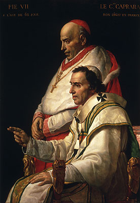 Portrait of Pope Pius VII and Cardinal Caprara | Jacques-Louis David | Painting Reproduction
