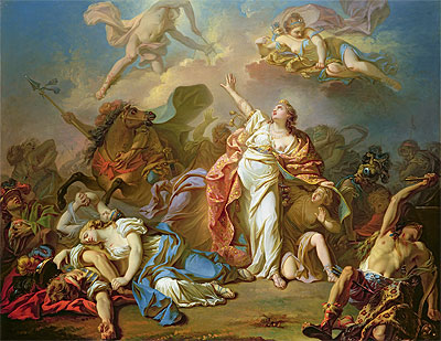 Apollo und Diana greifen die Kinder der Niobe an | Jacques-Louis David | Gemälde Reproduktion