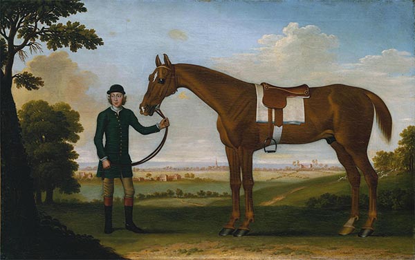 Chestnut Horse with a Groom near Newmarket, c.1730/40 | James Seymour | Painting Reproduction