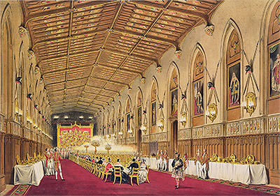 St George's Hall, Windsor Castle, 1838 by James Baker Pyne | Painting Reproduction
