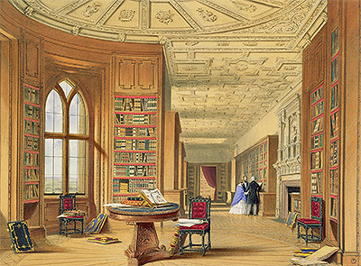 The Library, Windsor Castle, 1838 by James Baker Pyne | Painting Reproduction