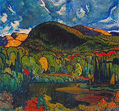 Schimmert auf den Hügeln, 1921 | James Edward Hervey Macdonald | Gemälde Reproduktion
