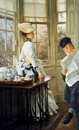 Reading the News, c.1874 by Joseph Tissot | Painting Reproduction