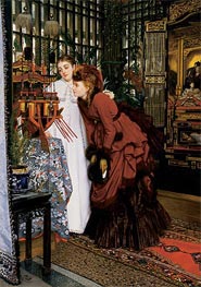 Young Women Looking at Japanese Objects | Joseph Tissot | Painting Reproduction