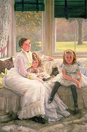 Portrait of Mrs Catherine Smith Gill and Two of Her Children, 1877 by Joseph Tissot | Painting Reproduction