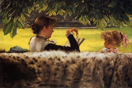 Reading a Story, c.1878/80 | Joseph Tissot | Gemälde Reproduktion