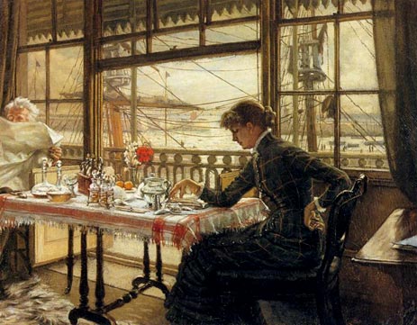 Zimmer mit Blick auf den Hafen | Joseph Tissot | Gemälde Reproduktion