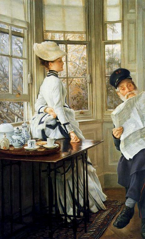 Zeitungslektüre | Joseph Tissot | Gemälde Reproduktion