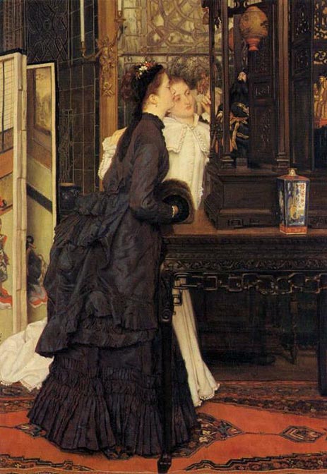 Young Ladies Looking at Japanese Objects | Joseph Tissot | Painting Reproduction