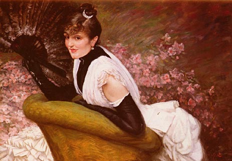 Portrait De Femme A L'Eventail, undated | Joseph Tissot | Painting Reproduction