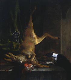 A Dog and a Cat near a Partially Disembowelled Deer | Jan Baptist Weenix | Gemälde Reproduktion