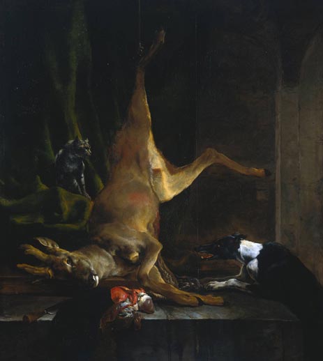 A Dog and a Cat near a Partially Disembowelled Deer, c.1647/60 | Jan Baptist Weenix | Painting Reproduction