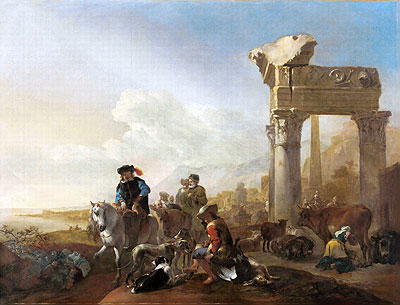 Hunters Near Ruins, 1648 | Jan Baptist Weenix | Painting Reproduction