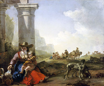 Italian Peasants and Ruins, 1650 | Jan Baptist Weenix | Painting Reproduction
