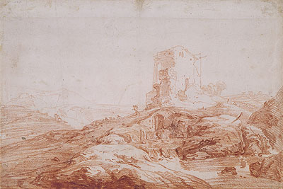 Landscape with Stream and Ruins, c.1647 | Jan Baptist Weenix | Gemälde Reproduktion