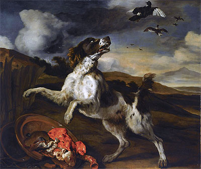A Landscape with an English Springer Spaniel , n.d. | Jan Baptist Weenix | Painting Reproduction