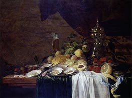 Still Life with Fruit and Oysters, 1643 by de Heem | Painting Reproduction