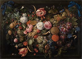 Girlande von Blumen und Früchten, c.1672 von Jan Davidsz de Heem | Gemälde-Reproduktion