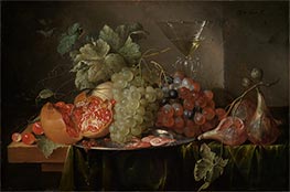 Fruchtstillleben mit gefülltem Weinglas, 1649 von de Heem | Gemälde-Reproduktion