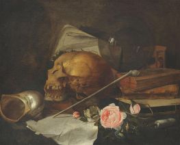 Still Life with Skull, c.1650 by Jan Davidsz de Heem | Painting Reproduction