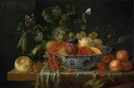 Still Life with Fruit and Butterflies, c.1645/55 | de Heem | Gemälde Reproduktion