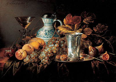 Fruit Still Life with a Silver Beaker , 1648 | de Heem | Painting Reproduction