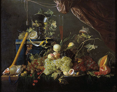 Fruit Still Life with Jewelry Box, c.1650/55 | Jan Davidsz de Heem | Gemälde Reproduktion