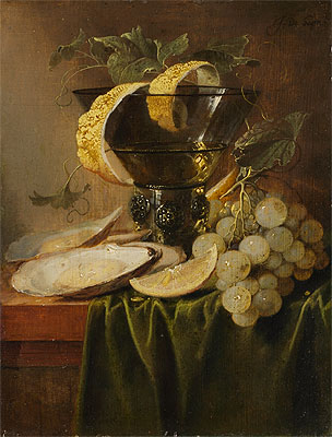 Still Life with a Glass and Oysters, c.1640 | Jan Davidsz de Heem | Gemälde Reproduktion