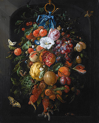 Festoon of Fruit and Flowers, c.1635/84 | Jan Davidsz de Heem | Painting Reproduction