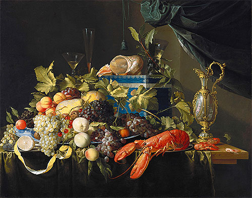 Stillleben mit Früchten und Hummer, c.1648/49 | Jan Davidsz de Heem | Gemälde Reproduktion