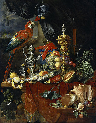 Still Life with Parrots | Jan Davidsz de Heem | Painting Reproduction