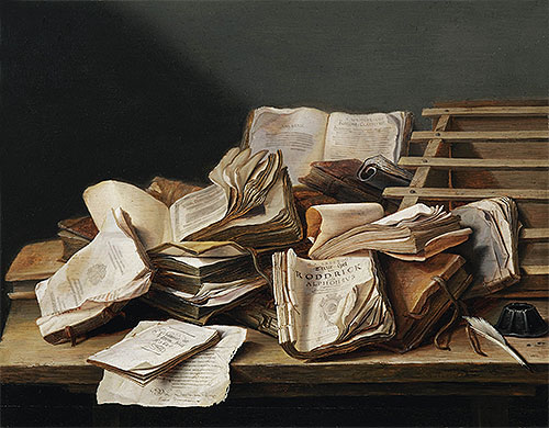 Still Life with Books, 1628 | Jan Davidsz de Heem | Painting Reproduction