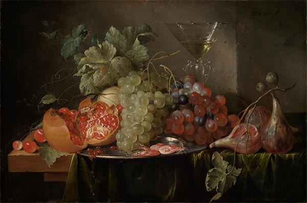 Fruchtstillleben mit gefülltem Weinglas, 1649 | Jan Davidsz de Heem | Gemälde Reproduktion
