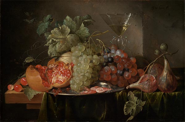 Früchtestillleben mit gefülltem Weinglas | Jan Davidsz de Heem | Gemälde Reproduktion