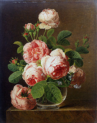 Still Life of Roses in a Glass Vase, undated | van Dael | Painting Reproduction