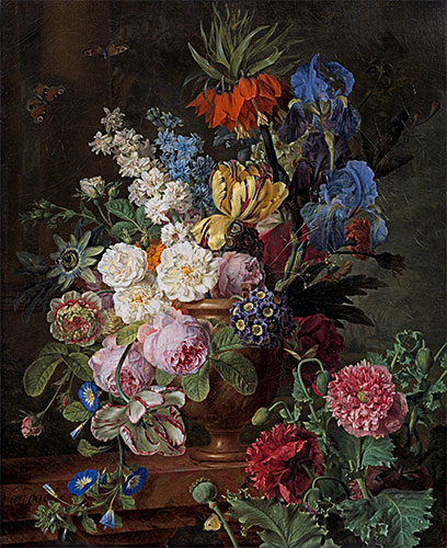 Flowers in Urn on a Stone Ledge, c.1794/95 | Jan Frans van Dael | Painting Reproduction