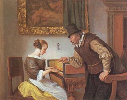 The Harpsichord Lesson, c.1660 by Jan Steen | Painting Reproduction