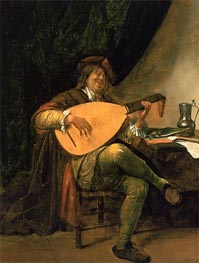 Self-Portrait with Lute, c.1663/65 by Jan Steen | Painting Reproduction