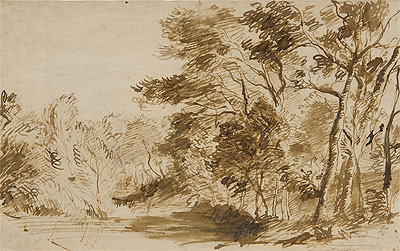Forest Landscape with a Pond, c.1650/70 by Jan Lievens | Painting Reproduction