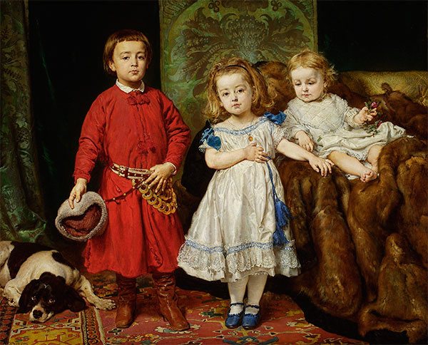 Porträt der Kinder des Künstlers: Tadeusz, Helena und Beata, 1870 | Jan Matejko | Gemälde Reproduktion